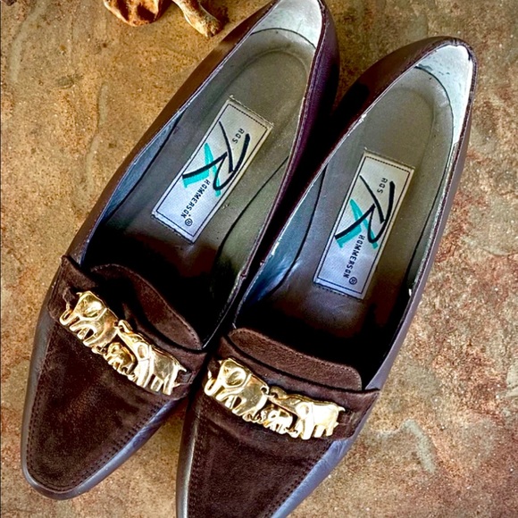 ROS HOMMERSON brown suede elephant buckle 6.5M